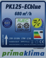 Prima Klima PK125ECblue 0-680 m&sup3;/h RJ45