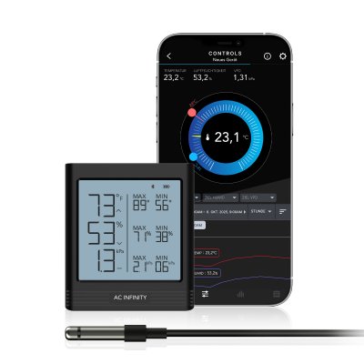 AC Infinity CLOUDCOM B1 Smart Thermo-Hygrometer mit 3,6 m Sensorsonde